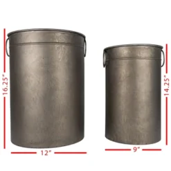 Set Of 2 Cylinder Baskets Bronze Metal - Foreside Home & Garden -Decor Home Life Store GUEST 001ae971 5c8e 423b b6aa 928fd39d518e