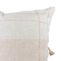 Tan Cross Striped 24X24 Hand Woven Filled Pillow - Foreside Home & Garden -Decor Home Life Store GUEST 00b6e0ce 5aad 48d4 8ad7 d01601f1cb07