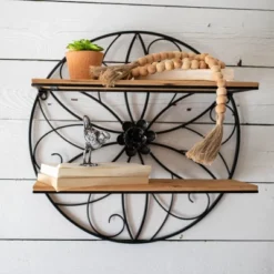 Black Metal & Wood Wall Shelf - Foreside Home & Garden 12 Black Metal & Wood Wall Shelf - Foreside Home & Garden -Decor Home Life Store GUEST 00c11fd6 d1c0 46b6 ad94 b13354b1eebc