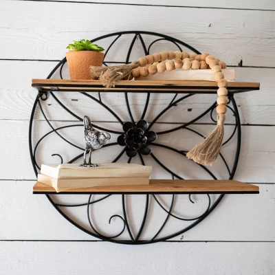 Black Metal & Wood Wall Shelf - Foreside Home & Garden 7 Black Metal & Wood Wall Shelf - Foreside Home & Garden - Image 5