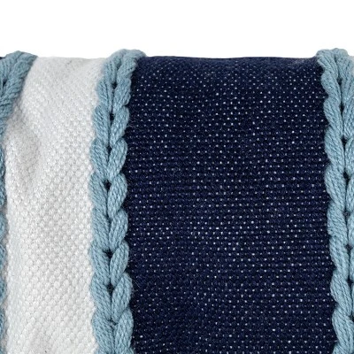 12X46 Inch Hand Woven Navy, Light Blue & White Striped Outdoor Pillow Polyester With Polyester Fill By Foreside Home & Garden 4 12X46 Inch Hand Woven Navy, Light Blue & White Striped Outdoor Pillow Polyester With Polyester Fill By Foreside Home & Garden - Image 2
