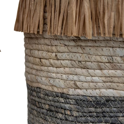 Set Of 2 Natural Woven Natural Corn Husk & Faux Raffia Basket - Foreside Home & Garden 3 Set Of 2 Natural Woven Natural Corn Husk & Faux Raffia Basket - Foreside Home & Garden