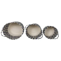 Set Of 3 White & Blue Baskets Cotton & Rope - Foreside Home & Garden -Decor Home Life Store GUEST 06ed4f96 e522 4897 813f c467124dc358