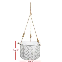Large Multi Pattern Metal, Jute & Wood Hanging Planter - Foreside Home & Garden -Decor Home Life Store GUEST 0e432800 658b 4fb9 8005 105e99189f06
