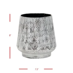 Antique White Embossed Floral Pattern Metal Planter - Foreside Home & Garden -Decor Home Life Store GUEST 0e7bde4c 0268 41b7 b8b4 b12b96104315