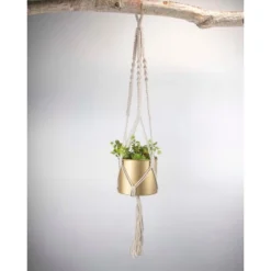Macrame Hanging Planter With Gold Metal Planter Pot - Foreside Home & Garden -Decor Home Life Store GUEST 0f1693d9 f4a2 4a90 a80d 36bf62ad31a5