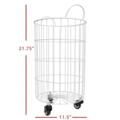 White Metal Rolling Basket - Foreside Home & Garden -Decor Home Life Store GUEST 10d28bd7 3b5d 4536 bf02 3fb09f106e70