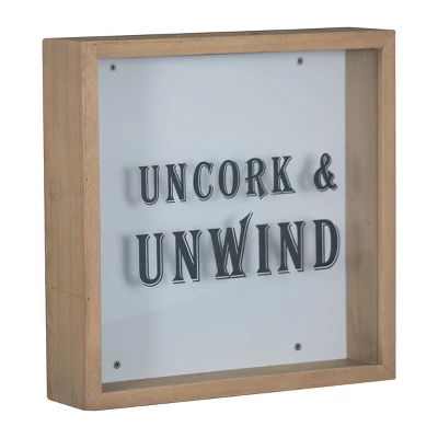 "Uncork & Unwind" Wooden Cork Holder Shadow Box - Foreside Home & Garden 3 "Uncork & Unwind" Wooden Cork Holder Shadow Box - Foreside Home & Garden
