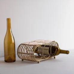 Wrapped Brass Metal & Rattan Wine Bottle Holder - Foreside Home & Garden 15 Wrapped Brass Metal & Rattan Wine Bottle Holder - Foreside Home & Garden -Decor Home Life Store GUEST 12be7d6a 8bf7 4460 8966 b325e3686d04