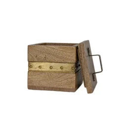 Trinket Box With Lid Wood & Brass Metal Handle By Foreside Home & Garden -Decor Home Life Store GUEST 12e040ad e27e 4d85 880a f83140607e0e