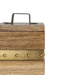 Trinket Box With Lid Wood & Brass Metal Handle By Foreside Home & Garden -Decor Home Life Store GUEST 14e4789d 2260 45d2 8012 21c1b7c07948