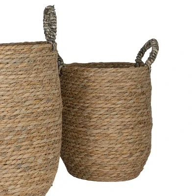 Set Of 3 Baskets Brown Woven Seagrass By Foreside Home & Garden 6 Set Of 3 Baskets Brown Woven Seagrass By Foreside Home & Garden - Image 4