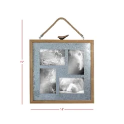 4X6 Inch 4 Photo Hanging Picture Frame Galvanized Metal And Wood Frame With MDF, Jute & Glass By Foreside Home & Garden -Decor Home Life Store GUEST 167645af fada 4744 9ad6 1d506d102a38