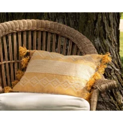 Diamond Pattern Hand Woven 14x22" Outdoor Decorative Throw Pillow With Hand Tied Tassels - Foreside Home & Garden -Decor Home Life Store GUEST 1a322eb7 e5a9 45a8 8bdc 846664ebc032