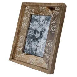 White Flower Print 4 X 6 Wood Photo Frame - Foreside Home & Garden -Decor Home Life Store GUEST 1ba98ef6 14d9 4014 8a47 1cdb08f9afef