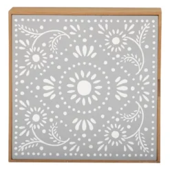 White Botanical 8x8" Lidded Decorative Wood Storage Box - Foreside Home & Garden