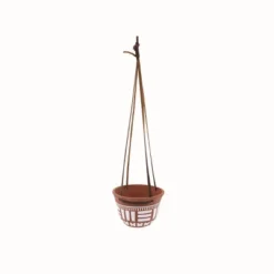 Natural Terracotta With Hand Painted Pattern And Faux Leather Straps Hanging Planter - Foreside Home & Garden -Decor Home Life Store GUEST 1fb926fa 113b 4959 aa45 bdac48b45a5d