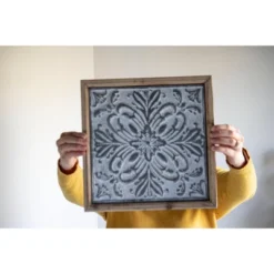 Whitewashed Tin Tile With Wood Frame Wall Decor - Foreside Home & Garden -Decor Home Life Store GUEST 209e9e58 7858 4504 9fb8 c132713e2bac