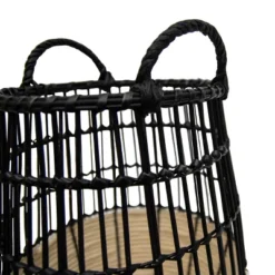 Natural Woven Black Rattan, Rope & Metal Basket - Foreside Home & Garden -Decor Home Life Store GUEST 20b0cb14 8b1a 48b1 88e5 d26c83a1058e