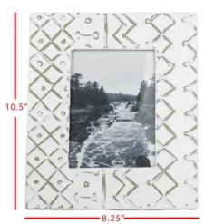 Multi Print 5X7 Gray & White Metal Photo Frame - Foreside Home & Garden -Decor Home Life Store GUEST 20c7074e d256 4889 8841 1bb6ff349d2e