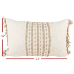 Tan Middle Striped 14X22 Hand Woven Filled Pillow - Foreside Home & Garden -Decor Home Life Store GUEST 225ebf6a c921 4bcb 8a0f 45d4e19b83cc