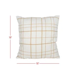 18X18 Inch Hand Woven Modern Plaid Pillow Tan Cotton With Polyester Fill - Foreside Home & Garden -Decor Home Life Store GUEST 22e43dbd 4564 4672 9b7f 327bd7141ae9