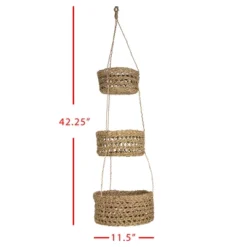 Natural Seagrass 3 Tiered Hanging Basket - Foreside Home & Garden -Decor Home Life Store GUEST 288ef92f 1194 43d4 b9df 28eb4b8d77a9