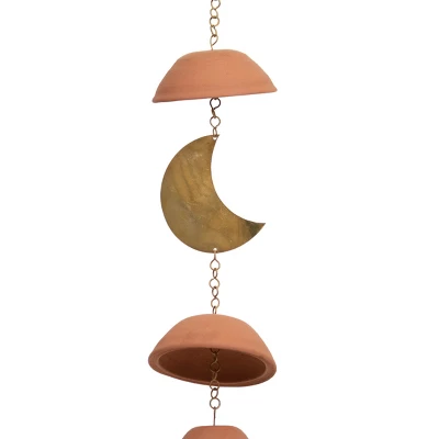 Moon Brass Terracotta & Metal Wall Hanging - Foreside Home & Garden 4 Moon Brass Terracotta & Metal Wall Hanging - Foreside Home & Garden - Image 2