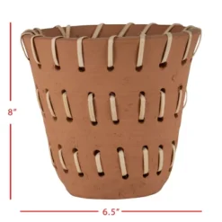 Natural Handthrown Terracotta Planter With Woven Rattan Accents - Foreside Home & Garden -Decor Home Life Store GUEST 29a31e81 9dbd 4bc9 a679 6529ba1aee3d