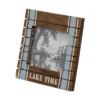 Blue Stripe 4x6 Inch "Lake Time" Wood Decorative Picture Frame - Foreside Home & Garden