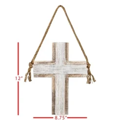 White-washed Cross Hanging Accent Wood & Rope - Foreside Home & Garden -Decor Home Life Store GUEST 2aa05aae a1e1 4dff aab9 44e76f5dec96