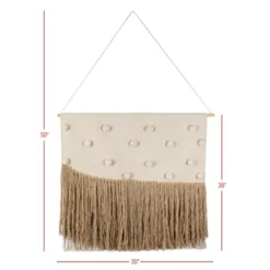 Hand Woven With Poms And Fringe Wall Art Cotton & Wood Dowel By Foreside Home & Garden -Decor Home Life Store GUEST 2b000019 236a 4885 8dfb 18f1d34af345