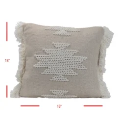 Braided Geometric Pattern Hand Woven 18x18" Decorative Cotton Throw Pillow With Hand Tied Fringe - Foreside Home & Garden -Decor Home Life Store GUEST 2b9fd097 4e20 4575 b57e 56d06032bc89