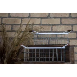 Set Of 2 Oblong Metal & Wood Handled Baskets - Foreside Home & Garden -Decor Home Life Store GUEST 2c21c829 bc17 4971 86c0 f3eb19e56219