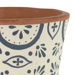 Natural Handthrown Large Terracotta Planter With Handpainted Tile Pattern - Foreside Home & Garden