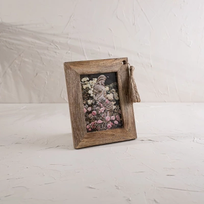 Tasseled 5X7 Wood Photo Frame - Foreside Home & Garden 3 Tasseled 5X7 Wood Photo Frame - Foreside Home & Garden
