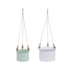 Set Of 2 Hanging Planters With Wood Bead Details - Foreside Home & Garden -Decor Home Life Store GUEST 30d6f54c dbe4 4860 a1e0 59ce4a41a413