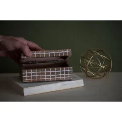 Handcarved Plaid 6x4" Lidded Decorative Wood Storage Box - Foreside Home & Garden -Decor Home Life Store GUEST 3137dcfd 894e 442c bcc6 87814a2c2230