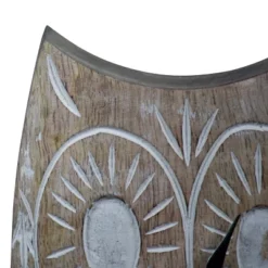 Handcarved White Wood Battery Operated Owl Table Clock - Foreside Home & Garden -Decor Home Life Store GUEST 31e2a17f b628 41bc a729 fbb560fa3db5