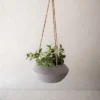 Wide Textured Hanging Planter Gray Metal & Rope - Foreside Home & Garden -Decor Home Life Store GUEST 321cbf20 03fa 464c ae3a 4cc99bd9efcd