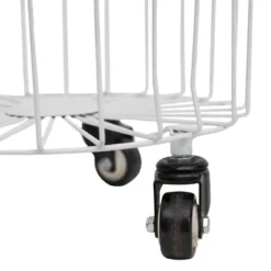 White Metal Rolling Basket - Foreside Home & Garden -Decor Home Life Store GUEST 37483660 2b61 433b aa38 707f5966daa5