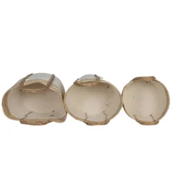 Set Of 3 Baskets White Seagrass & Cotton Rope By Foreside Home & Garden -Decor Home Life Store GUEST 38d6bde0 fc61 4de8 8a6e 3a3061a7e97f