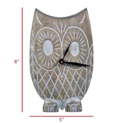 Handcarved White Wood Battery Operated Owl Table Clock - Foreside Home & Garden -Decor Home Life Store GUEST 39642bc1 fc5f 4396 9720 119b07f2bbe7