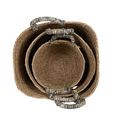 Set Of 3 Baskets Brown Woven Seagrass By Foreside Home & Garden 4 Set Of 3 Baskets Brown Woven Seagrass By Foreside Home & Garden - Image 2