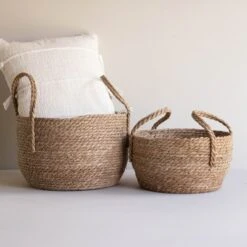 Set Of 2 Natural Woven Natural Seagrass Basket - Foreside Home & Garden -Decor Home Life Store GUEST 3a65cde7 c8f4 404a aa92 c5e8644f031d