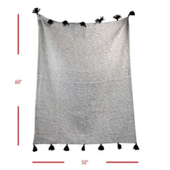 Black And White Hand Woven 50 X 60 Inch Outdoor Safe Throw Blanket With Hand Tied Tassels - Foreside Home & Garden -Decor Home Life Store GUEST 3c38c92c 9b1c 454a 819e ec51e129be30