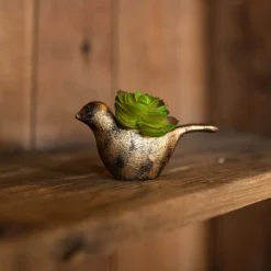 Rustic Bird Mini Planter Brass Metal By Foreside Home & Garden