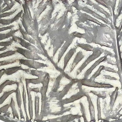 Set Of 2 Rustic Whitewashed Pattern Galvanized Metal Decorative Storage Baskets With Faux Leather Handles - Foreside Home And Garden 8 Set Of 2 Rustic Whitewashed Pattern Galvanized Metal Decorative Storage Baskets With Faux Leather Handles - Foreside Home And Garden - Image 6