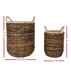 Set Of 2 Wrapped Rim Baskets Banana Leaf, Corn Husk & Metal - Foreside Home & Garden 11 Set Of 2 Wrapped Rim Baskets Banana Leaf, Corn Husk & Metal - Foreside Home & Garden -Decor Home Life Store GUEST 442f7876 eabc 4e93 9dac 25e91799a475