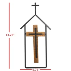 Cross & Steeple Wall Art Metal & Wood - Foreside Home & Garden -Decor Home Life Store GUEST 45ea0598 96f5 45f0 8403 685aa252064c